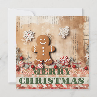Rustic Gingerbread Merry Christmas Card