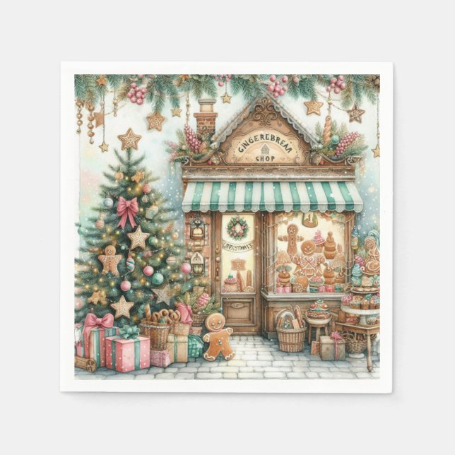 Rustic Gingerbread Shop Napkins (Front)