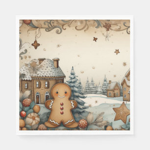 Rustic Gingerbread Village Man Napkins