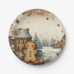 Rustic Gingerbread Village Paper Plates