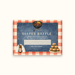 Rustic Gingham BBQ Baby Shower Raffle Cards