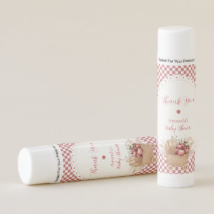 Rustic Gingham Boho Apple Baby Shower Welcome Sign Lip Balm
