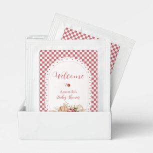 Rustic Gingham Boho Apple Baby Shower Welcome Tea Bag Drink Mix