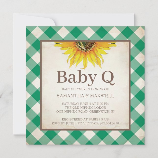Rustic Gingham Checker Baby Shower Invitation (Front)