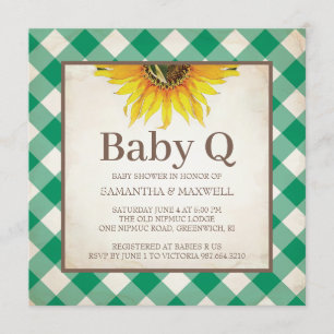 Rustic Gingham Checker Baby Shower Invitation