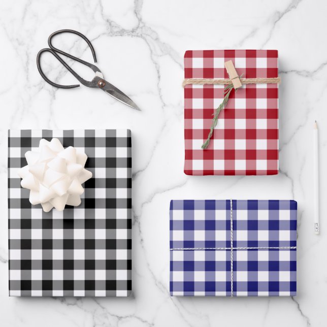 Rustic Gingham Checks Pattern Wrapping Paper Sheets (Front)