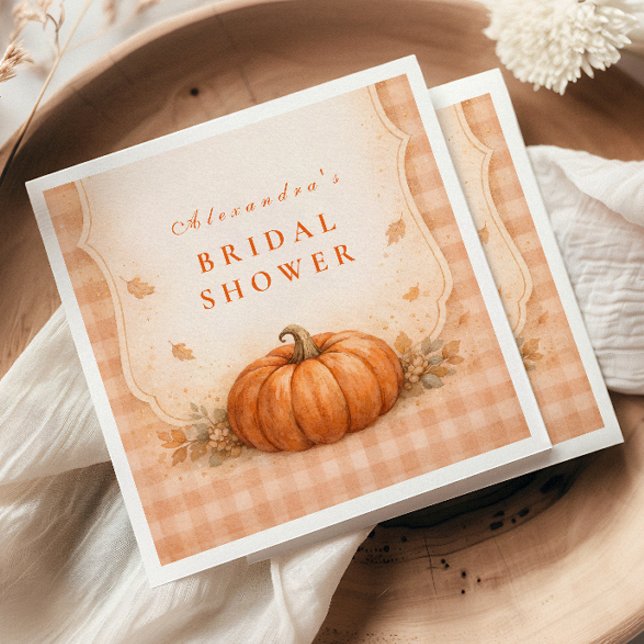 Rustic Gingham Pumpkin Bridal Shower Napkins (Creator Uploaded)