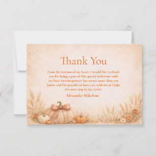 Rustic Gingham Pumpkin Fall Graduation Thank You Card