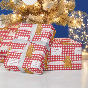 Rustic Gingham Red White Merry Christmas Wrapping Paper