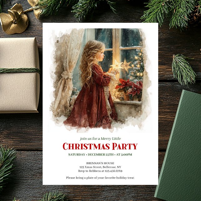 Rustic girl awaiting Santa printable Christmas  Invitation (Rustic girl awaiting Santa printable Christmas invitation

)