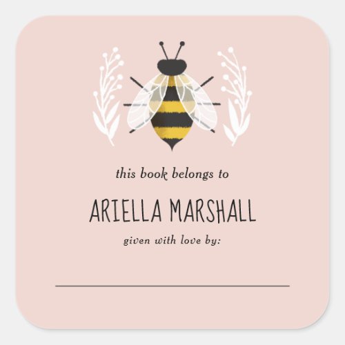 Rustic Girl Baby Bee Baby Custom Book Plate