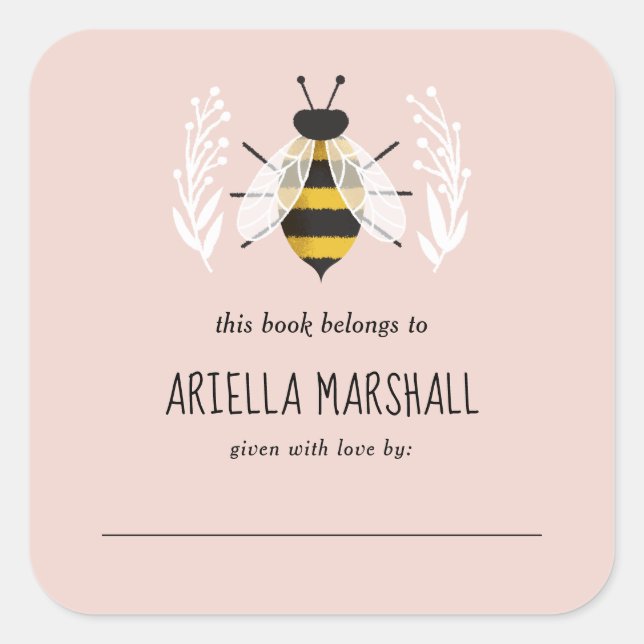 Rustic Girl Baby Bee Baby Custom Book Plate (Front)