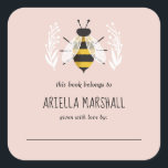 Rustic Girl Baby Bee Baby Custom Book Plate<br><div class="desc">Celebrate baby girl to be with this clever play on words and sweetly rustic bee illustration with floral details and typography. This custom name pink book plate sticker is perfect for a book shower or as a gift once baby is born.</div>