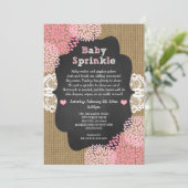 Rustic girl baby sprinkle invites / pink dahlias (Standing Front)