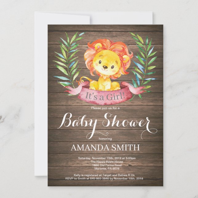 Rustic Girl Giraffe Baby Shower Invitation (Front)