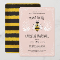 Rustic Girl Mama to Bee Baby Shower Invitation