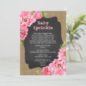 Rustic Girl Pink Floral Baby Sprinkle Invites (Standing Front)