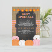 Rustic Girl Pumpkin baby sprinkle invitation (Standing Front)