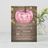 Rustic Girl Pumpkin Fall Baby Shower Invitation (Standing Front)