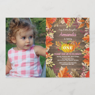 Rustic Girl Pumpkin Fall Birthday Invitation