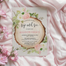 Rustic girl sip and see meet greet woodland shower invitation