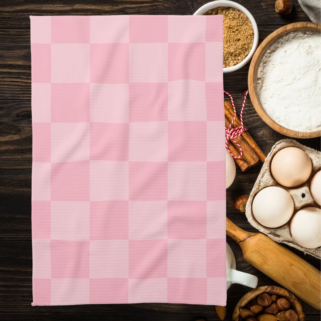 Rustic Girly Pink Gingham Pattern Modern Kitchen Towel (Creator Uploaded)