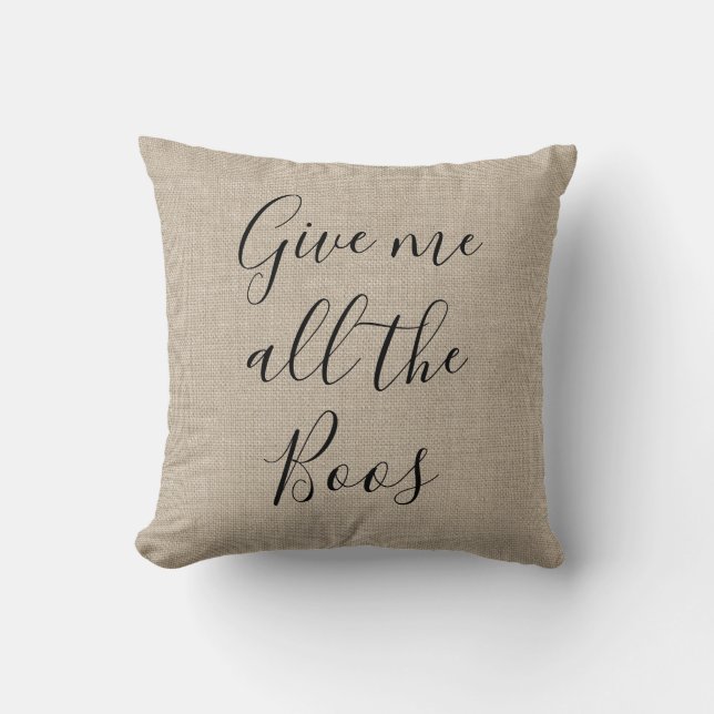 Rustic Give me all the Boos Witch Throw Pillow (Front)