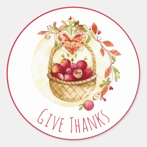 Rustic Give Thanks Cottage Core Thanksgiving  Classic Round Sticker