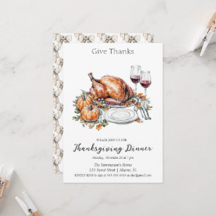 Rustic Give Thanks Dinner Invitation