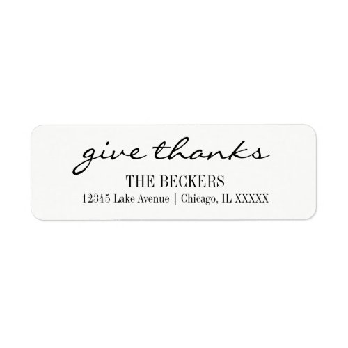 Rustic Give Thanks Holiday Address Label