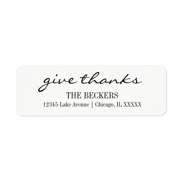 Rustic Give Thanks Holiday Address Label (Front)
