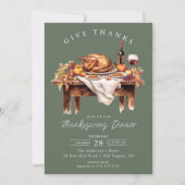 Rustic Give Thanks Thanksgiving Dinner Invitation | Zazzle