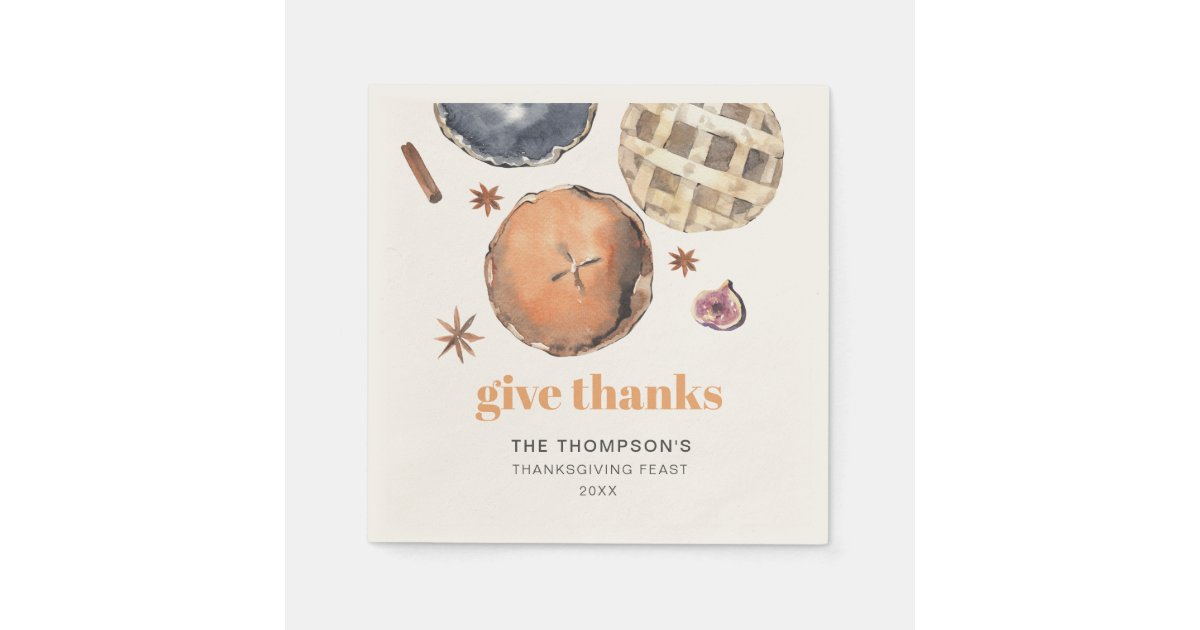 Rustic Give Thanks Thanksgiving Dinner Paper Napkins | Zazzle