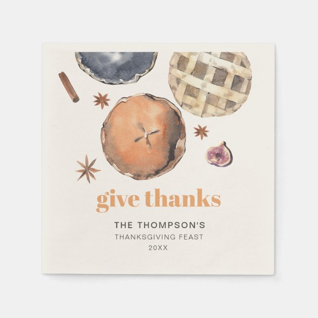 Rustic Give Thanks Thanksgiving Dinner Paper Napkins (Front)