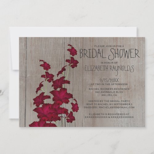 Rustic Gladiolas Bridal Shower Invitations