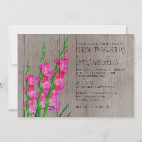 Rustic Gladiolus Wedding Invitations