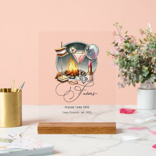Rustic Glam Chic Camp Bride Favors Acrylic Sign (Wedding)