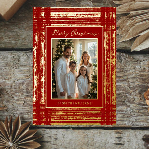 Rustic Glam Foil Christmas Card Template Custom