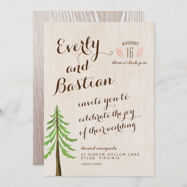 Rustic Glam Wedding Invitations (Front/Back)