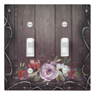 Rustic Glamour Barn Wood Flourish & Floral Elegant Light Switch Cover