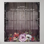 Rustic Glamour Barn Wood Flourish &amp; Floral Seating Poster at Zazzle