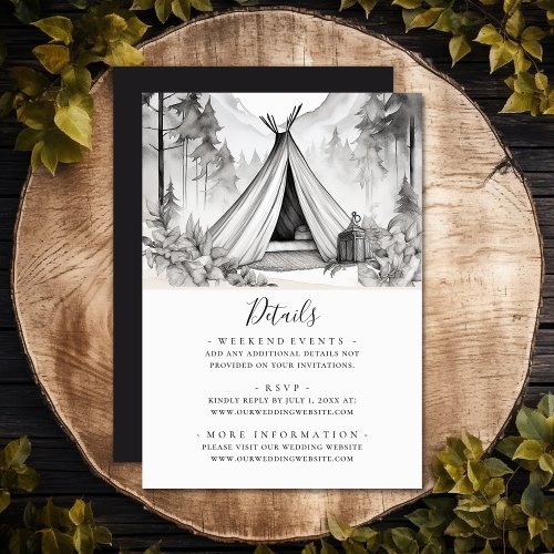 Rustic Glamping Camping Forest Wedding Details Enclosure Card