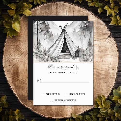 Rustic Glamping Camping Mountain Forest Wedding RSVP Card