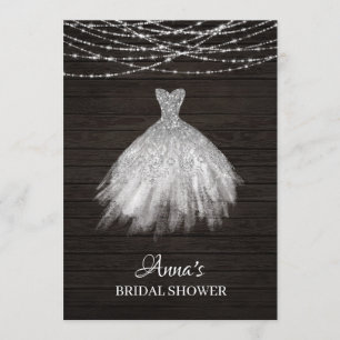 *~* Rustic Glitter Bridal Shower Gown Bridal Dress Invitation