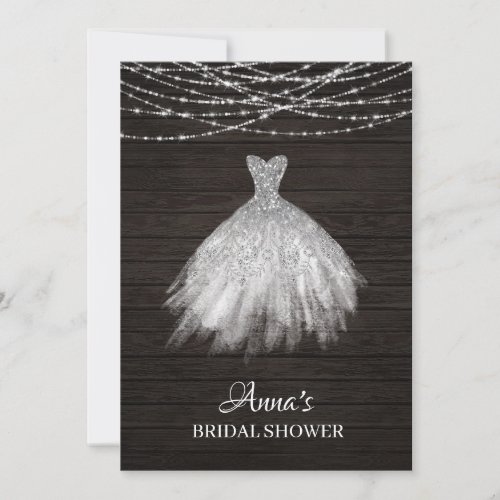  Rustic Glitter Bridal Shower Gown Bridal Dress Invitation