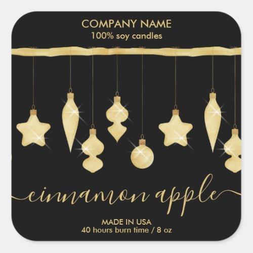 Rustic Glitter Christmas Ornament Candle label