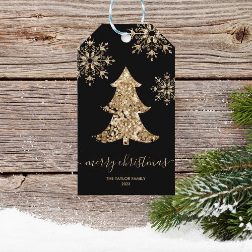 Rustic Glitter Christmas Tree Winter Woodland Gift Tags