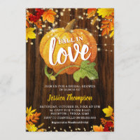 Rustic Glitter Pumpkin Fall in Love Bridal Shower Invitation