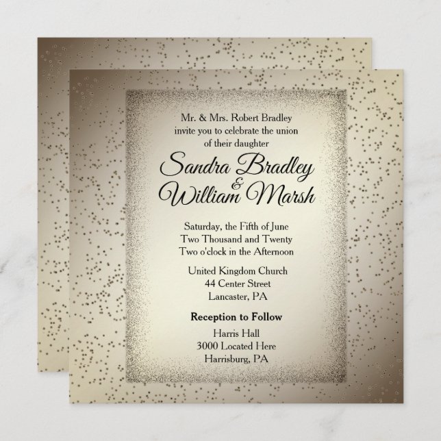 Rustic Glitter Wedding Invitation (Front/Back)
