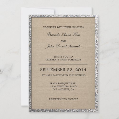 Rustic Glitter Wedding Invitation